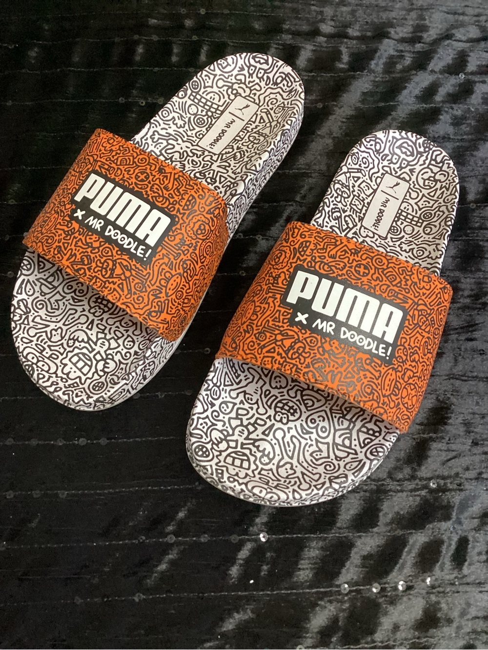 Puma Leadcat 20 Mr Doodle “Wavy Doodles” Graphic Slide Sandals 8 EUC